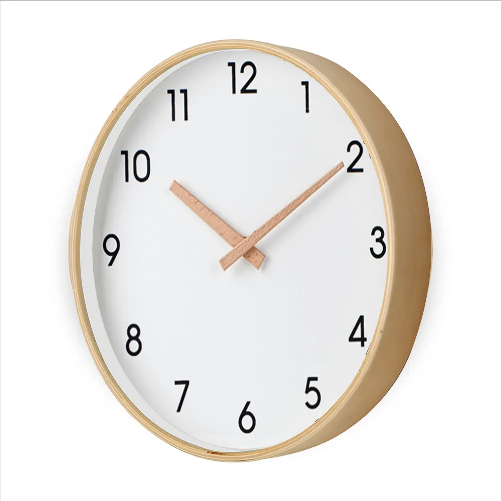 Deheng minimalist nordic style fine frame DIY decoration daily style 12 inch wooden frame wall clock