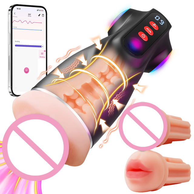 APP Controlled Male Masturbator Aircraft Cup 9 Sucking 9 Vibration TPE Material IPX7 Waterproof USB Rechargeable for Men