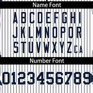 Maillot de softball personnalisé blanc à rayures marine, authentique, à deux boutons - Product Image 3