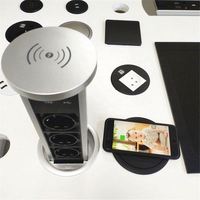 Presse d'alimentation hydraulique 3 voies française E U Pop up prise de bureau prise de charge sans fil de cuisine motorisée avec 2 ports USB