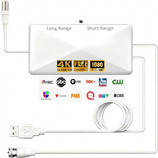 Cross-border New White 4K HDTV High-definition Digital Secondary TV Antenna Signal Booster Amplifier Adjustable European
