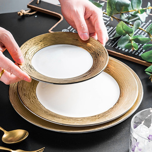 Elegant Gold Dishes Bone China Tableware Set Decorative <b>Plates</b> for Wedding and Fine Dining - Product Image 5