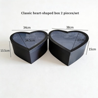 Coffret cadeau Saint-Valentin 99 roses Trois grandes boîtes à fenêtre en forme de cœur Boîte d'emballage pour fleurs
