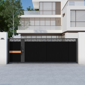 Porte coulissante de cour en alliage d'aluminium, style minimaliste moderne, porte de jardin intelligente électrique pour villa, porte de garage automatique pour communauté - Product Image 2