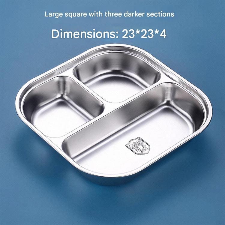 304# Grande contenitore quadrato profondo a tre scomparti [23*23*4cm]