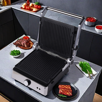 Grill de contact professionnel à double face chauffante avec revêtement antiadhésif pour 4 tranches