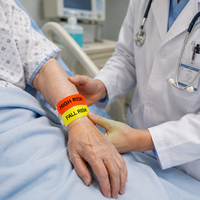 Bracelet d'identification médicale en plastique pour patient hospitalier avec alerte RISQUE DE CHUTE/ALLERGYE pour adulte