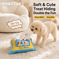Jouet pour chien en peluche en forme de boîte à mouchoirs, couineur, avec compartiment à friandises, jouet à mâcher interactif et durable pour le nettoyage des dents, animal en peluche doux pour chiot