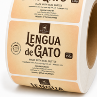 Étiquettes adhésives en papier kraft écologiques pour emballages de biscuits Lengua De Gato, rouleaux d'autocollants et étiquettes