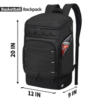 Tas Olahraga Besar dengan Tempat Bola Terpisah, Ransel Basket dengan Kompartemen Sepatu, Ransel Serbaguna dengan Kantong Pendingin