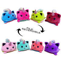 En gros, Peluche 15 cm réversible couleurs Tie-Dye, motifs Pieuvre, Licorne, Chat, jouet doux à bascule d'humeur (colère)