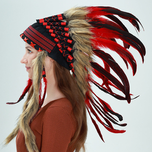 Hiasan Kepala India dengan 100+ Bulu dan Aksen Batu Permata, Properti Kostum Teater untuk Pertunjukan Panggung - Product Image 3