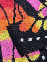 Cardigan en tricot jacquard coloré à motif papillon pour femme, col rond, boutonné, ouvert sur le devant, vêtement d'extérieur décontracté pour le quotidien et les festivals