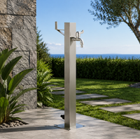 Douche extérieure LANO de style colonne 65x6 en acier inoxydable, vente flash, fonction lavage des pieds et récupération d'eau, douche de jardin