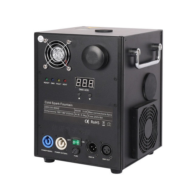 750W Electric Cold Spark Machine Special Effect DMX512 Stage Bar Openings Celebrations Upward Downward Spraying