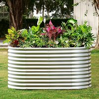 Kit de jardinière surélevée robuste en métal galvanisé 8x4x3 pieds, ovale, pour plantes à racines profondes, légumes, fleurs, herbes, grande taille
