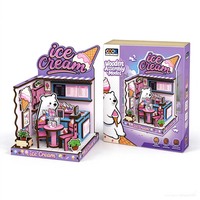 Puzzle en bois 3D 74 pièces, boutique de crème glacée, jouet de construction DIY pour enfants, vue sur la rue, puzzle 3D DIY