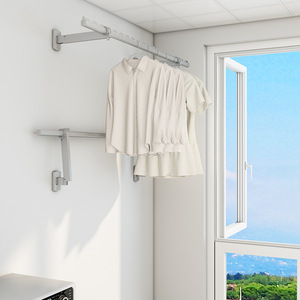 Wall Mounted Foldable Rotatable <b>Clothes</b> Drying <b>Rack</b> Single Bar Windproof For Balcony Bedroom - Product Image 3