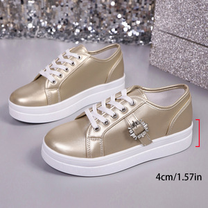 Autumn New Thick-Soled Lace-Up Rhinestone Casual Shoes Large Size Platform Sports Shoes for Women Wholesale 43 - Product Image 6
