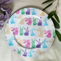 Assiettes de présentation en plastique Lapin de Pâques pour la décoration de table de printemps, de baby shower, de mariage et de fête d'anniversaire