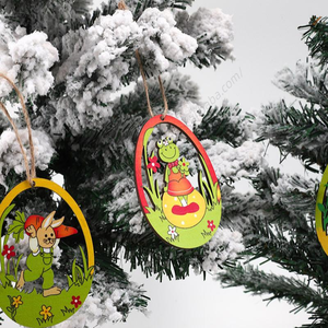 Adorno Colgante de Madera con Forma de Conejo para Decoración de Pascua AA288, Conejito de Madera Colorido - Product Image 3