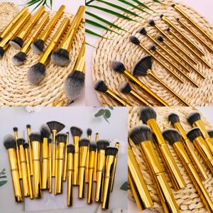 YRX D30 Marque privée Morph Pinceaux <span class=keywords><strong>de</strong></span> maquillage professionnels pour <span class=keywords><strong>fond</strong></span> <span class=keywords><strong>de</strong></span> <span class=keywords><strong>teint</strong></span> Vegan Cosmétique Métal doré Ensemble <span class=keywords><strong>de</strong></span> pinceaux <span class=keywords><strong>de</strong></span> maquillage <span class=keywords><strong>de</strong></span> haute qualité - Product Image 4