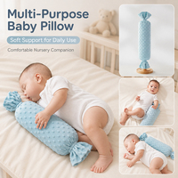 Coussin pour nouveau-né en peluche 3D Minky à pois, motif bonbon mignon, apaisant, anti-roulement, support de sommeil latéral, protection pour bébé