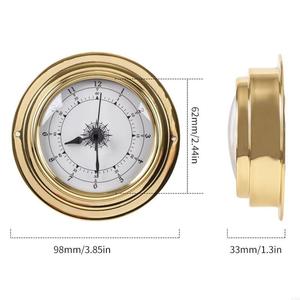 Baromètre thermomètre hygromètre horloge <span class=keywords><strong>météo</strong></span> marin en cuivre plaqué zirconium de 98 mm, mouvement mécanique à quatre pièces - Product Image 6