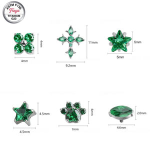 Piercing de Titanio G23 ASTM-F136 con Zirconia Verde Esmeralda para Cartílago de Oreja, Labret y Labio, Rosca Interna, Joyería Corporal al por Mayor - Product Image 5