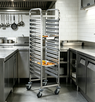 Chariot de service carré en acier inoxydable pour équipement de restauration moderne avec table de travail pour la préparation des aliments et du gaz