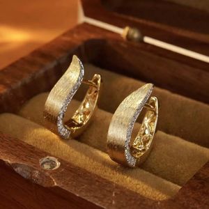 Pendientes de Aro Huggie de Oro Amarillo de 18K Xinfly con Diamante Natural de 0.44CT, Diseño Geométrico Religioso para Boda o Fiesta - Product Image 2