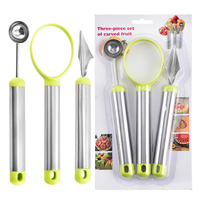 RVS 3-delige fruit snijset voor voedsel, grapefruitschepjes, meloenbolletjesvormer, pulp scheider