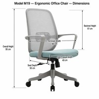 Chaise de bureau haut de gamme à dossier en maille avec inclinaison à 135 degrés, support lombaire et base pivotante réglable à vérin à gaz pour le bureau