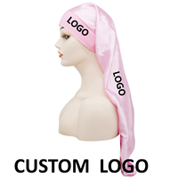 Bonnet en satin de haute qualité réglable avec bande élastique, bonnet pour cheveux bouclés anti-frisottis en soie pour cheveux longs