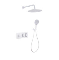 Ensemble de robinetterie thermostatique de salle de bain avec pommeau de douche effet pluie et système de déviation, encastré mural dissimulé