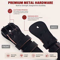 Ceinture de musculation premium en cuir avec double boucle à ardillon pour le soutien du dos en salle de sport, idéale pour l'entraînement de force, les squats et les soulevés de terre