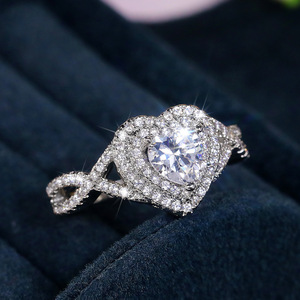 Anello romantico a forma di cuore per donna, elegante regalo di compleanno, gioiello da dito - Product Image 3