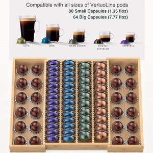 Support extensible pour dosettes de café en bambou, rangement pour sachets de thé et capsules, grande capacité, organisateur de cuisine - Product Image 5