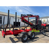 Remorque forestière hydraulique pour grue forestière avec grappin, remorque forestière quadricycle avec certification CE