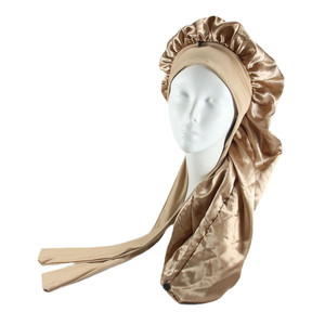 Gorro largo trenzado <span class=keywords><strong>de</strong></span> satén más vendido, gorro largo elástico personalizado con lazo para la cabeza, gorro para dormir con logotipo - Product Image 6