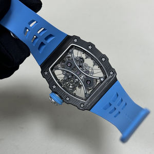 Reloj de Pulsera con Caja de Fibra de Carbono Azul y Negra, Esfera Personalizada, Esqueleto Automático, Tourbillon, para Uso Diario al Aire Libre, Elegante - Product Image 6