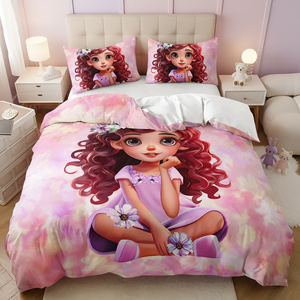 Juego de Funda Nórdica de Lujo con Diseño Moderno Africano, Estampado 3D de Chicas de Ensueño Negras, Tamaño Queen - Product Image 1