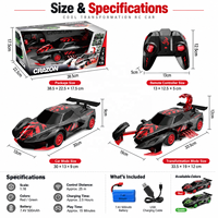 Voiture télécommandée 2,4 GHz 6 canaux 1:16 Scorpion transformable avec fonction de fumée, éclairage et son, véhicule RC acrobatique à l'échelle 1/16 pour enfants