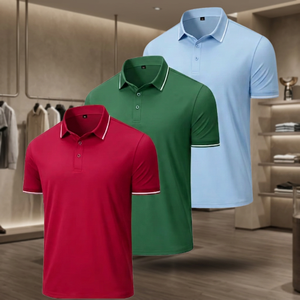 <b>Men's</b> Short Sleeve Knitted <b>Polo</b> <b>Shirt</b> Solid Color Casual Style Red <b>Green</b> Blue - Product Image 2