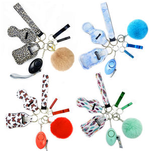 Multi Color 8pcs Set Pom Pom Sound Alarm Neoprene Sanitizer Chapstick Holder Self Defence Keychain Set pour femme et enfants - Product Image 1