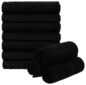 แบรนด์เซลเลอร์ ชุดผ้าเช็ดตัว 10 ผืน ขนาด 30 x 30 ซม. ผ้าเทอร์รี่ทรงสี่เหลี่ยม ผ้าขนหนูสำหรับแขก มีห่วงคล้อง ผ้าฝ้าย 470 กรัม/ตร.ม. สีดำล้วน - Product Image 1
