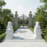 Vente Flash : Grandes Statues de Chiens Léonards en Marbre Blanc Décoratives pour Entrée de Villa Extérieure