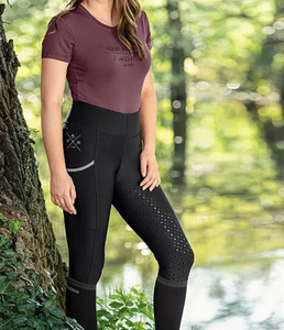 Leggings de equitación para mujer con agarre de silicona, bolsillo para teléfono, estilo inglés, y pantalones completos (chaps) - Conjunto combinado para montar a caballo - Product Image 5