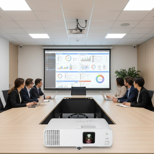 3LCD Laser Projector 4600 Lumens 1080P Wireless Screen Display Built-In Speakers 3D Ready Portable for Office/Conference