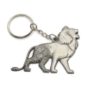 Antique Silver Color Plated Custom Metal Keychain for Brand Promotion Travelling Zoo Souvenir Gift Lion Key Chain - Product Image 1